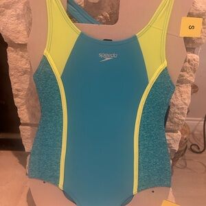 Youth Speedo Blue and Yellow One Piece Swimsuit